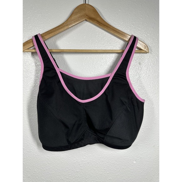 Glamorise Other - Glamorise Sports Bra Womens 44D Black Pink No-Bounce Camisole High Impact 1066
